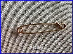 Antique 14k Yellow Gold 2 1 /4 Hand made Safety Pin Brooch 3,6g NICE