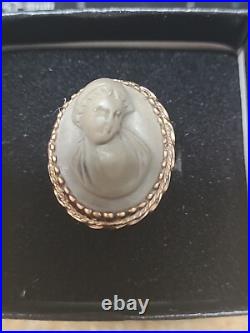 Antique 14k Yellow Gold Victorian Carved Bacchante Lava Cameo Hand Wrought Ring