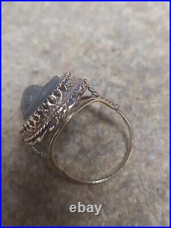 Antique 14k Yellow Gold Victorian Carved Bacchante Lava Cameo Hand Wrought Ring