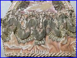 Antique 1800's French handmade Victorian needlepoint Purse silk clutch hand bag