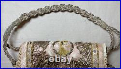 Antique 1800's French handmade Victorian needlepoint Purse silk clutch hand bag