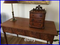 Antique 1800's Hand Made Salesman Sample Mohogany Dresser with Burl Wood Veneer