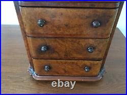 Antique 1800's Hand Made Salesman Sample Mohogany Dresser with Burl Wood Veneer