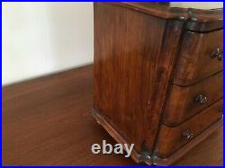 Antique 1800's Hand Made Salesman Sample Mohogany Dresser with Burl Wood Veneer