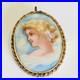 Antique 1800's Hand-Painted Porcelain Portrait Brooch Signed F. E. Endsley 2.5
