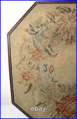 Antique 1800's Victorian hand made embroidered floral needlepoint art embroidery