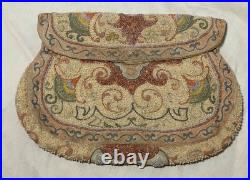 Antique 1800's handmade Victorian needlepoint micro bead Purse clutch hand bag