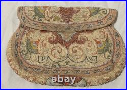 Antique 1800's handmade Victorian needlepoint micro bead Purse clutch hand bag