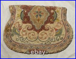 Antique 1800's handmade Victorian needlepoint micro bead Purse clutch hand bag