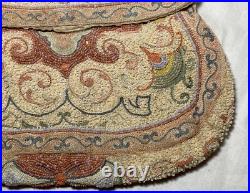 Antique 1800's handmade Victorian needlepoint micro bead Purse clutch hand bag