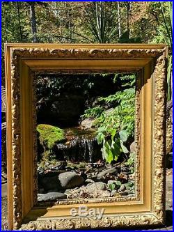 Antique 1800s Victorian Giltwood 28x24 Wall Mirror Hand-Carved Acanthus & Shell