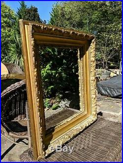 Antique 1800s Victorian Giltwood 28x24 Wall Mirror Hand-Carved Acanthus & Shell