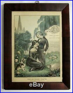 Antique 1848 VICTORIAN MOURNING Mother's Grave HAND COLORED PRINT James Baillie