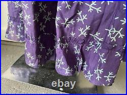 Antique 1850's Purple Patterned Silk Dress- Hand-Sewn, Black Lace N Velvet Trim