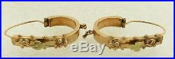 Antique 1860-1880 Hand Made 14 kt Rose Gold Victorian Hoop Earrings