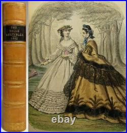 Antique 1862 BELLE ASSEMBLEE Bound Lady's Magazine HAND COLORED FASHION PLATES