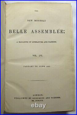 Antique 1862 BELLE ASSEMBLEE Bound Lady's Magazine HAND COLORED FASHION PLATES