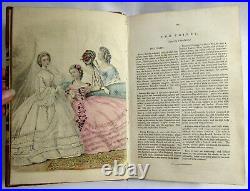 Antique 1862 BELLE ASSEMBLEE Bound Lady's Magazine HAND COLORED FASHION PLATES