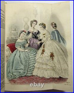 Antique 1862 BELLE ASSEMBLEE Bound Lady's Magazine HAND COLORED FASHION PLATES