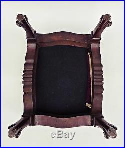 Antique 1870's Victorian French Mahogany Hand Carved Wooden Foot Stool Rest Seat