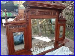 Antique (1870s) Victorian hand carved sideboard with beveled mirror topper