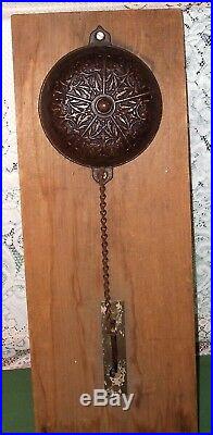 Antique 1874 Victorian Bronze Hand Pull Chain Door Bell, Mechanism, Wall Section