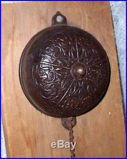 Antique 1874 Victorian Bronze Hand Pull Chain Door Bell, Mechanism, Wall Section