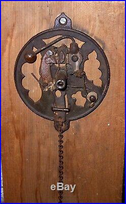 Antique 1874 Victorian Bronze Hand Pull Chain Door Bell, Mechanism, Wall Section