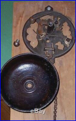 Antique 1874 Victorian Bronze Hand Pull Chain Door Bell, Mechanism, Wall Section