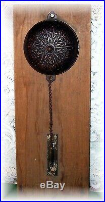 Antique 1874 Victorian Bronze Hand Pull Chain Door Bell, Mechanism, Wall Section