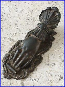 Antique 1880 Xlarge Cast Iron Victorian Lady Hand Paper Clip Note Clip