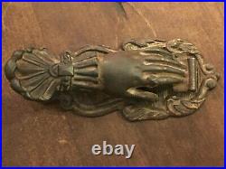 Antique 1880 Xlarge Cast Iron Victorian Lady Hand Paper Clip Note Clip