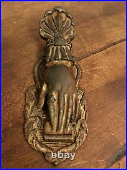 Antique 1880 Xlarge Cast Iron Victorian Lady Hand Paper Clip Note Clip