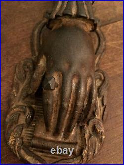 Antique 1880 Xlarge Cast Iron Victorian Lady Hand Paper Clip Note Clip