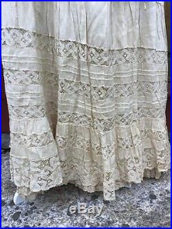 Antique 1880's Victorian Lace Bustle Petticoat 18 Of Hand Made Lace And Pintuck