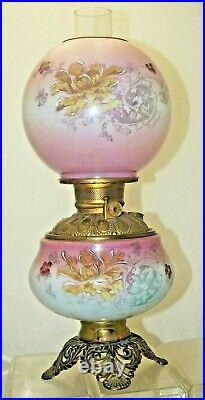 Antique 1880s 90s ROYAL Hand Painted Victorian Hurricane GWTW Oil Lamp