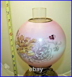 Antique 1880s 90s ROYAL Hand Painted Victorian Hurricane GWTW Oil Lamp