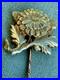 Antique 18K Gold Floral Stick Pin Chrysanthemum Victorian Hand Engraved 2.2g