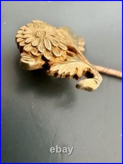 Antique 18K Gold Floral Stick Pin Chrysanthemum Victorian Hand Engraved 2.2g Antique 18K Gold Floral Stick Pin Chrysanthemum Victorian Hand Engraved 2.2g