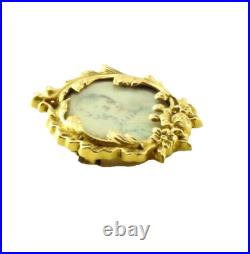 Antique 18K Gold Hand Painted Victorian Miniature Portrait Brooch Pin #391