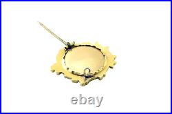Antique 18K Gold Hand Painted Victorian Miniature Portrait Brooch Pin #391