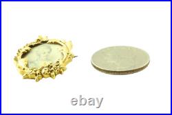 Antique 18K Gold Hand Painted Victorian Miniature Portrait Brooch Pin #391