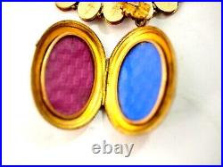 Antique 18 Victorian hand Painted Ceramic Double Photo Locket Necklace