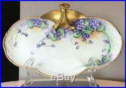 Antique 1901 Guerin Limoges France Bavaria Handled Tray Hand Painted Gold Floral