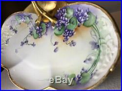 Antique 1901 Guerin Limoges France Bavaria Handled Tray Hand Painted Gold Floral