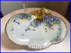 Antique 1901 Guerin Limoges France Bavaria Handled Tray Hand Painted Gold Floral