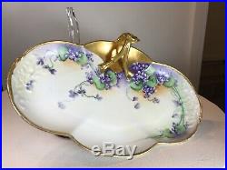 Antique 1901 Guerin Limoges France Bavaria Handled Tray Hand Painted Gold Floral