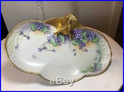 Antique 1901 Guerin Limoges France Bavaria Handled Tray Hand Painted Gold Floral