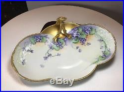 Antique 1901 Guerin Limoges France Bavaria Handled Tray Hand Painted Gold Floral