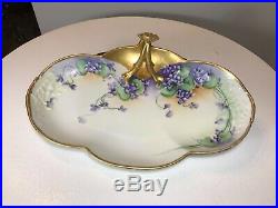 Antique 1901 Guerin Limoges France Bavaria Handled Tray Hand Painted Gold Floral